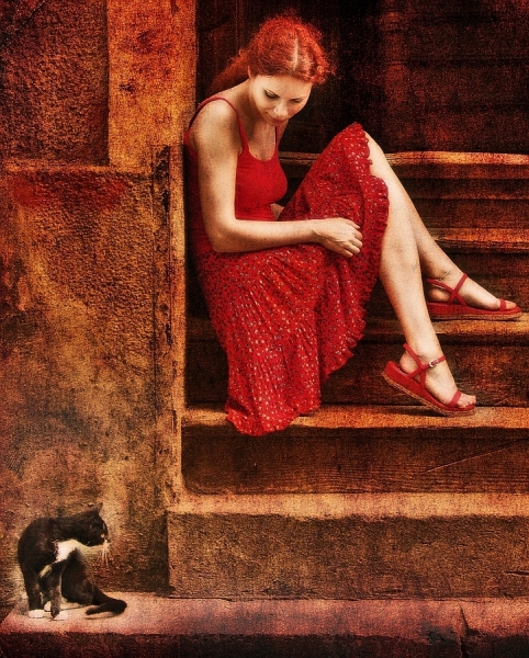 Photograph Maciej Pokora Woman And A Cat on One Eyeland